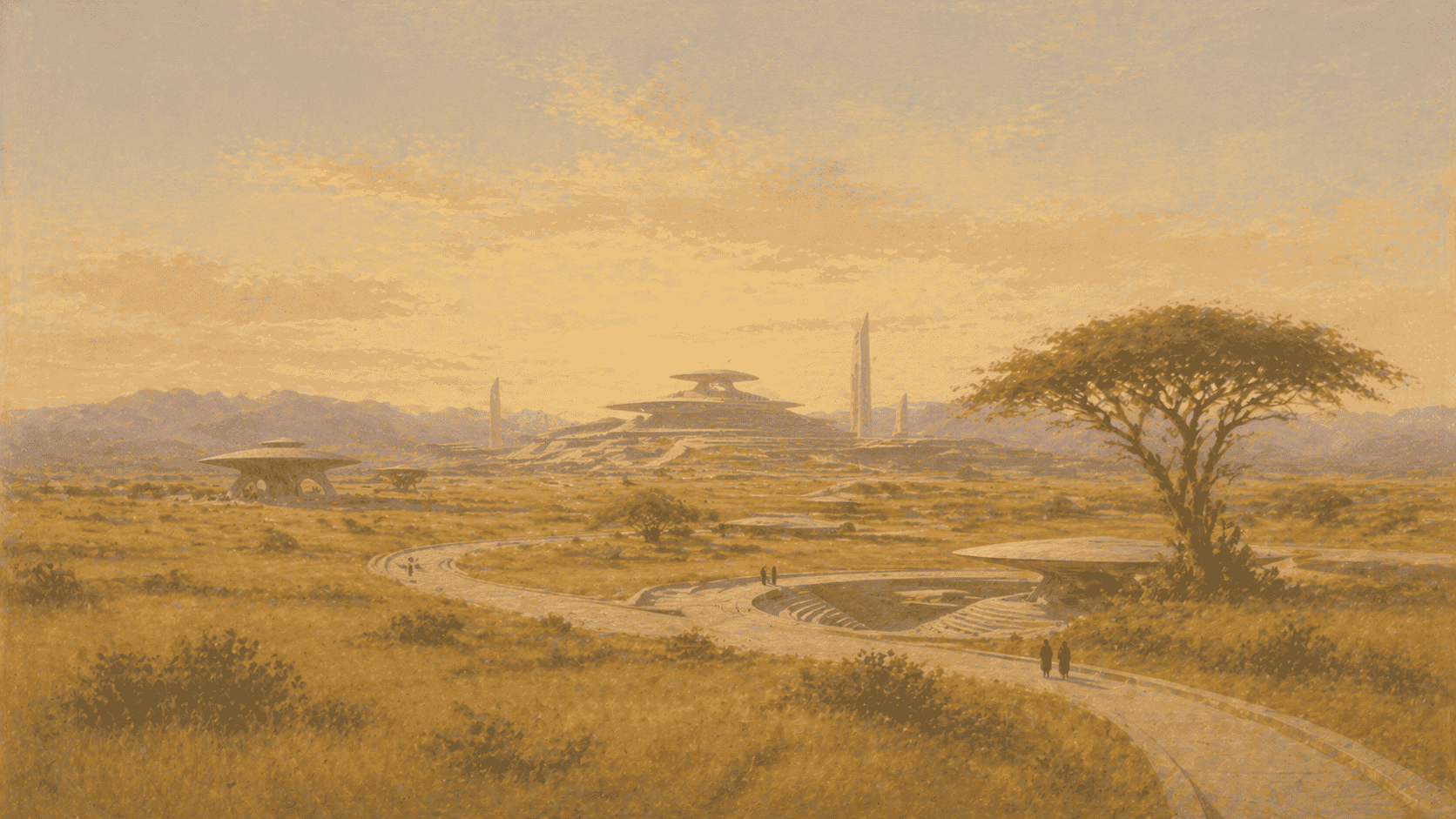 A tonal landscape used as the backdrop for VII. The compounding agent.