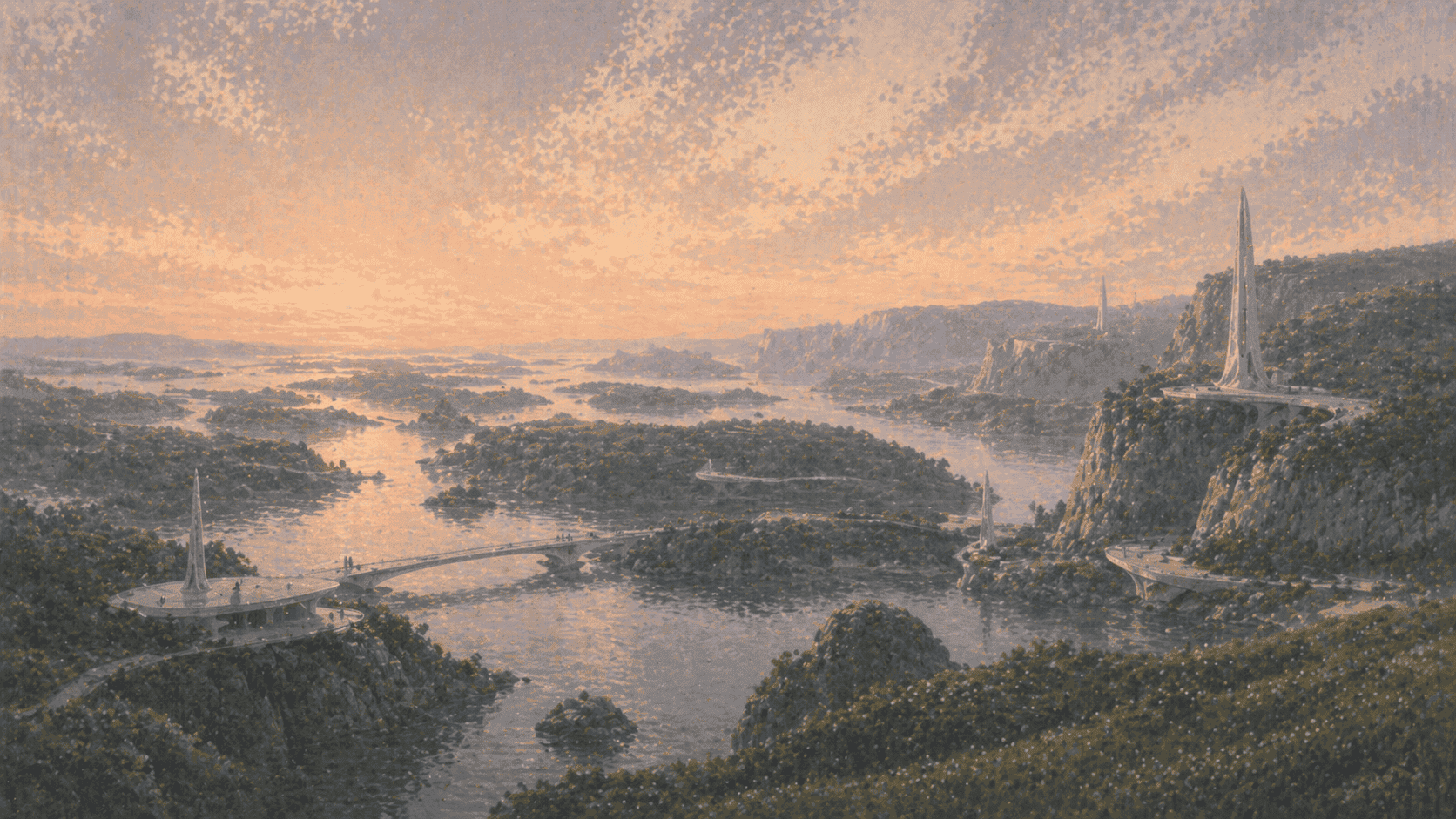 A tonal landscape used as the backdrop for I. The agent is the customer.